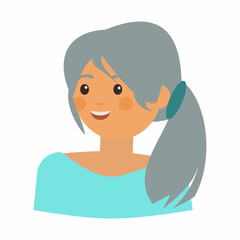 Ash blond woman avatar Flat vector illustration on white background