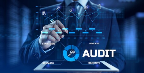 Audit Auditor Financial service compliance concept on screen.