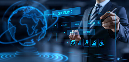SIx sigma Lean manufacturing DMAIC methodology technology concept.