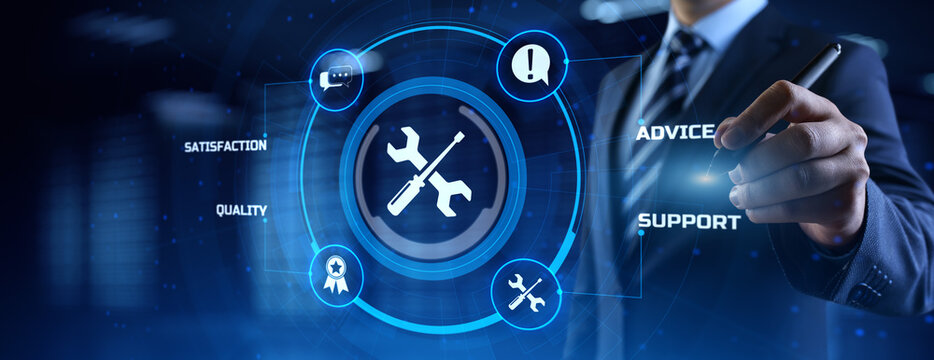 Service customer satisfaction technical support concept on virtual screen.
