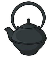 Traditional cast iron teapot. Black teapot for the Asian tea ceremony. 