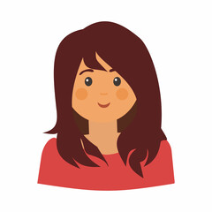 Red hair woman avatar Flat vector illustration on white background