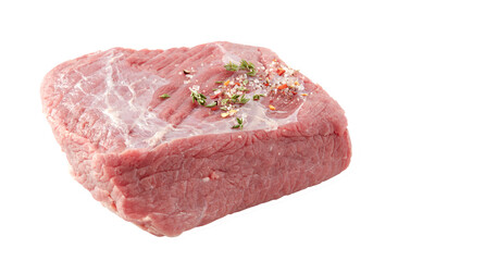 raw beef pork steak isolated on white background with clipping path