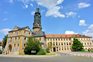 Fototapeta na wymiar Weimar, Germany town palais and museum with tower and historical architecture
