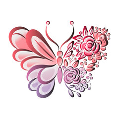 Butterfly fantasy purple floral pink gradient