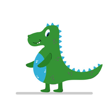 Cute baby dinosaur. Dinosaur boy. Isolated on a white background. Cartoons flat style. Prehistoric reptiles. Vector illustration