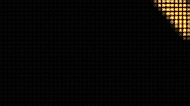 Glowing Lights background. Abstract glamorous fashion backdrop. Digital stage or stadium spotlights. Performance stage with lightbulb glowing backdrop wall. Stage light Animation.