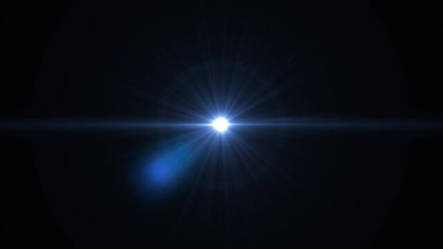 4K Blue flare light beam with smoke and dust particle effect abstract Animation. 3D abstract light motion titles cinematic background. Optical Lens Flare Effect and leaks Light and transitions