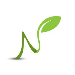 Initial letter n natural leaf logo