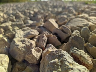 texture and background of fine rubble on a blurred background in the daytime.