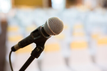 microphone on stage in wedding banquet background