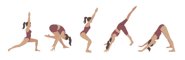 Yoga poses illustration.The woman is engaged in yoga.