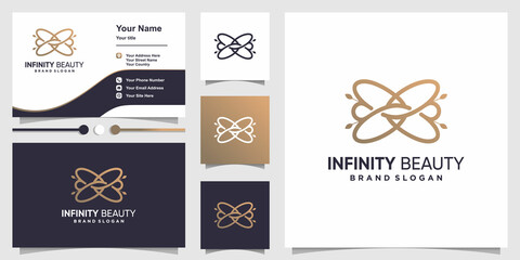 Infinity beauty logo abstract with creative line art concept Premium Vector