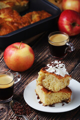 Freshly cooked apple pie with whipped creme