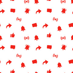 Seamless pattern with red video social media icons.