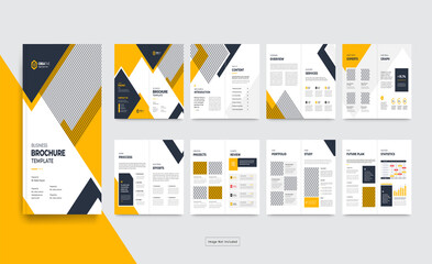 Clean corporate multipal pages business brochure design template or business reoport, proposal, magazine, lookbook template  with modern, minimal and abstract design in A4 size bi-fold format
