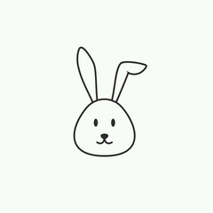 simple illustration of rabbit face with lines