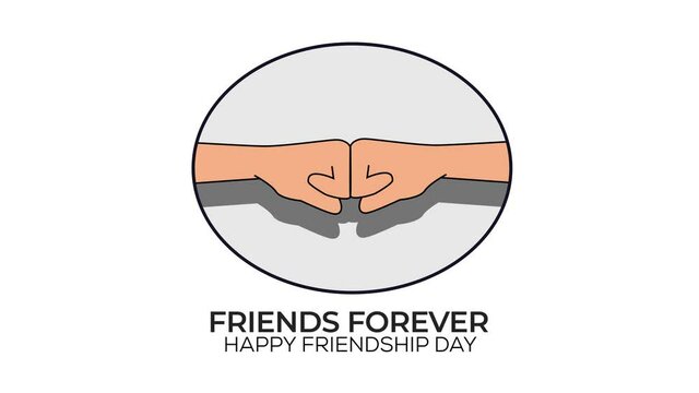 Happy friendship day 2d animation 4k wishing video. Friends forever footage for friendship day. Two fists bumping together. Best friendship fists animation