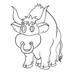 Outline handdrawn kids drawing style. Bull cow or taurus icon. Simple vector illustration.