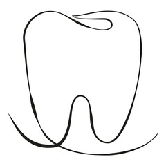 Tooth logo icon for dentist or stomatology dental care design template. Vector isolated black outline line tooth symbol