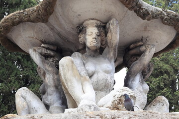 Fototapeta na wymiar Rome Piazza Dei Quiriti Square Fountain Close Up, Prati District