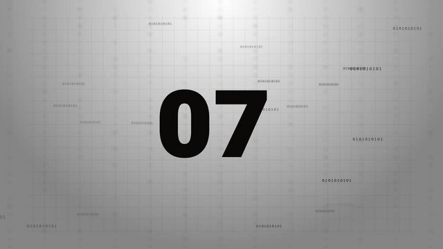 3D 4K Digital Countdown Cinematic data with glitches ten to zero seconds. heavy distortion glitch effect. Numbers vintage style glitch grunge. digits pixelated numbers and twitch effects.
