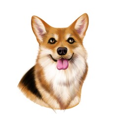 Obraz premium Digital illustration. Corgi dog portrait 