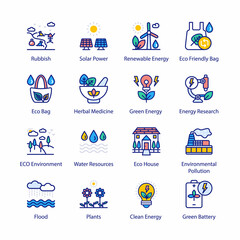Fototapeta premium ECO and Bio Technology Filled Icons - Stroked, Vectors