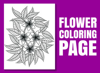 Flower coloring page. flower coloring book. Floral book page for adults and children. coloring page doodle. flower pencil sketch. adult coloring pages flowers.