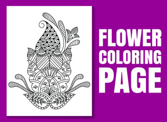 Obraz premium Flower coloring page. flower coloring book. Floral book page for adults and children. coloring page doodle. flower pencil sketch. adult coloring pages flowers.