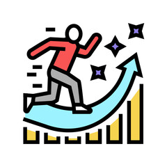 manager running and working for increase profit color icon vector. manager running and working for increase profit sign. isolated symbol illustration
