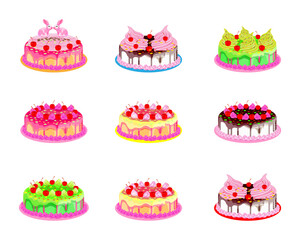 isolated sweet cakes on white background vector design