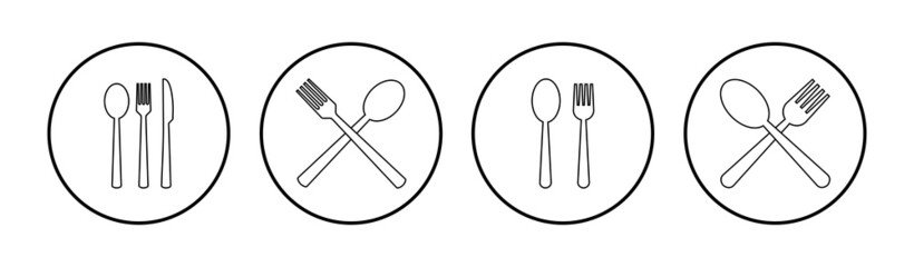 spoon and fork icon set. spoon, fork and knife icon vector. restaurant icon