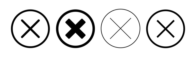 Fototapeta premium Close icon set. Delete icon vector. cross sign