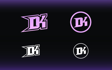 Initials DK logo with a bright color is suitable for Esports teams and others