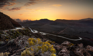 Aube au Pas des Sables, volcan de la Fournaise, La Réunion.