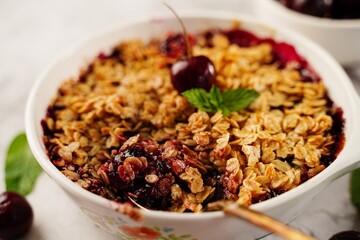 Cherry crisp - cherries oats bake
