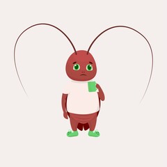 Cute cockroach. Insect bug vector character