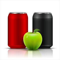 Apple fruit juice aluminium can vector isolated background