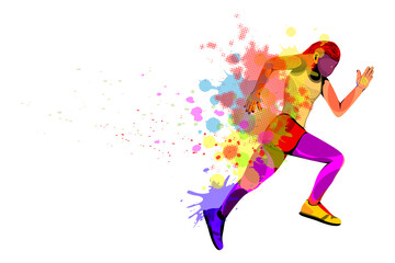 Fototapeta na wymiar isolated colourful runner man on white background vector design