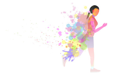 Obraz na płótnie Canvas isolated colourful runner man on white background vector design