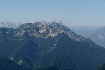 Mountain panorama from mountain Heimgarten in Bavaria, Germany
