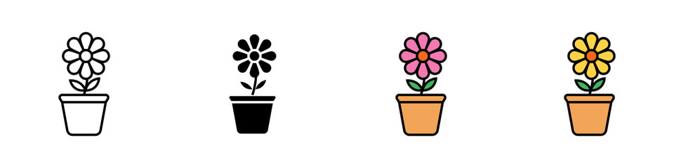 Conjunto de iconos de planta o flor. Concepto de naturaleza. Ilustración vectorial
