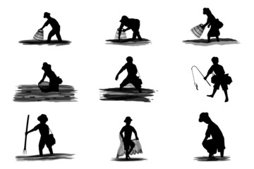 fisherman cartoon character on white background vector design