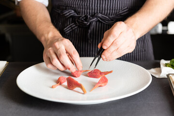 Italian Food being prepared in gourmet restaurant