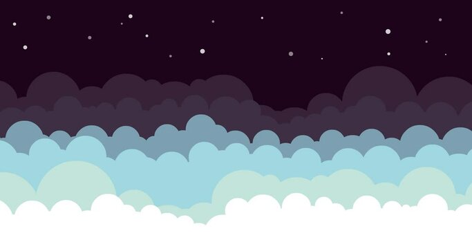 night landscape cloud moon star background animation