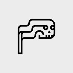 Skull Flag Outline Business Logo Design