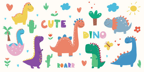 Dinosaur Clipart Dino Clipart Cute Dinosaur Graphics,Vector © Anna Kubasheva