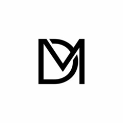 DM letter initial monogram negative space logo
