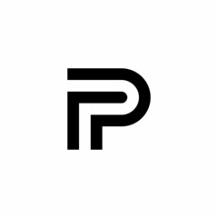 FP letter initial monogram negative space logo